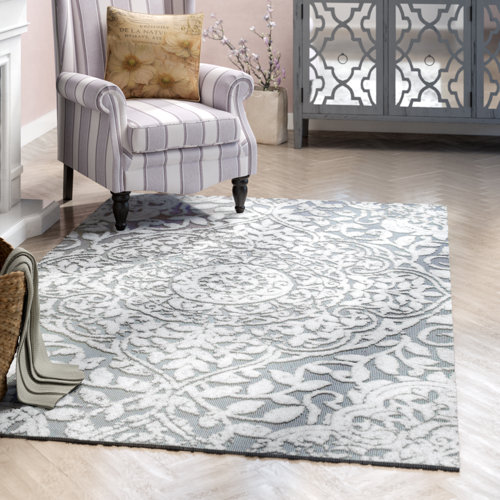 Ophelia & Co. Aldora Power Loom Performance Gray/OffWhite Rug